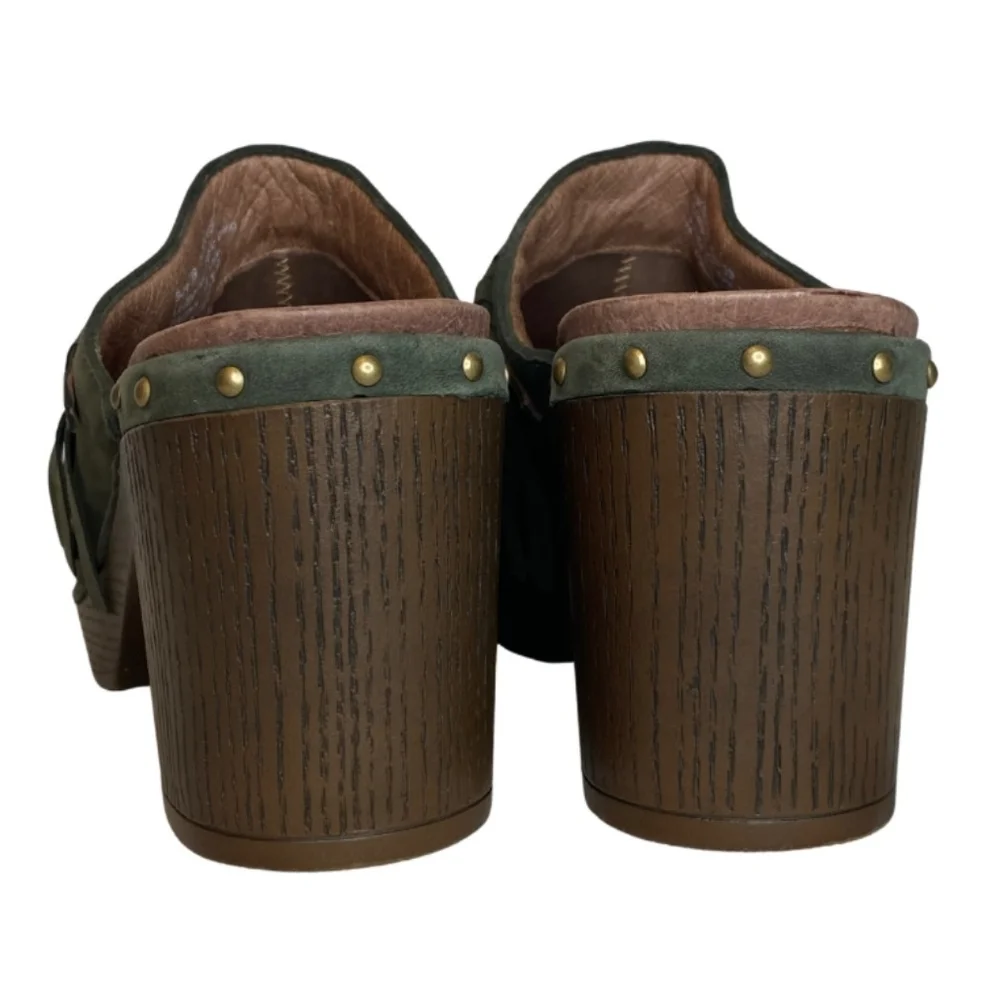 Dansko Women's Deni Olive Suede Fringe And Studded Mules - Picture 7 of 9